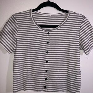 Gray and white striped crop top